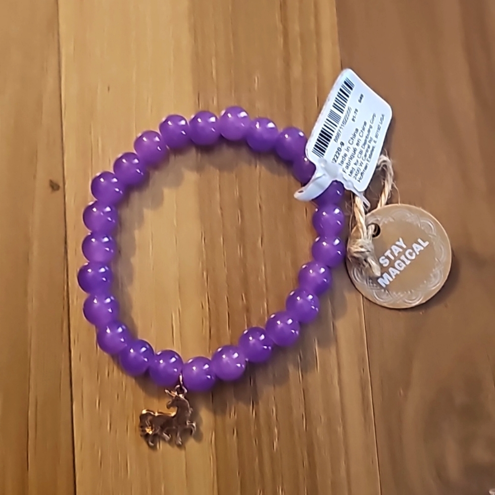 Stay Magical Purple Stretch Braclet unicorn